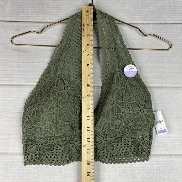 True Rue21 Bralette Women's Size Large Green Floral Print Lace Pullover Bra NWT - Picture 3 of 8